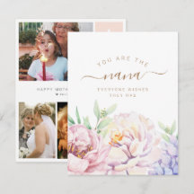 Blommigt Personlig Fotokort för Nana