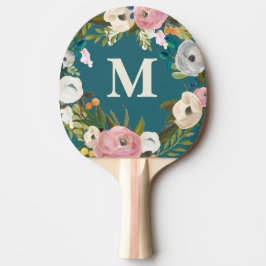 Blommigt Personlig Monogram Bord Pingisracket