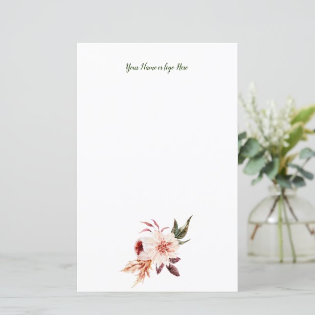 Blommigt Personlig Stationery (Stående Fram)