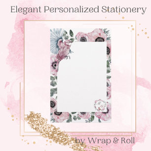 Blommigt Personlig Stationery Brevpapper