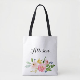 Blommigt Personlig Tote Bag Tygkasse