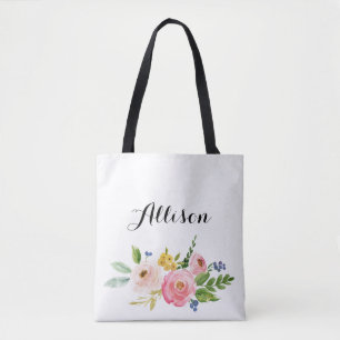 Blommigt Personlig Tote Bag Tygkasse