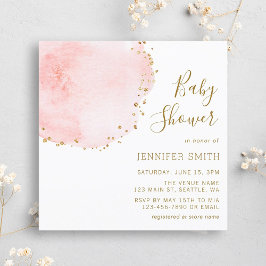 Blommigt Petal Guld Glitter Dots Baby Shower Inbjudningar
