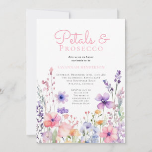 Blommigt Petals och Prosecco Blommigt Möhippa Inbjudningar