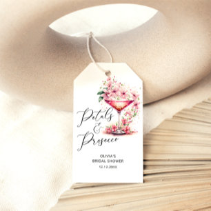 Blommigt Petals och Prosecco Möhippa Favor Presentetikett