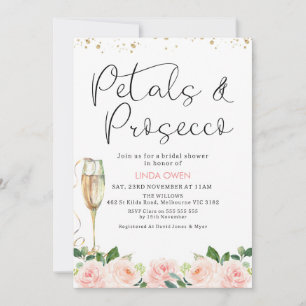 Blommigt Petals och Prosecco Möhippa Inbjudningar