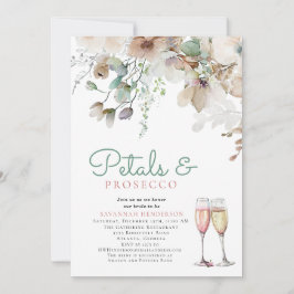 Blommigt Petals och Prosecco Teal Möhippa Inbjudningar