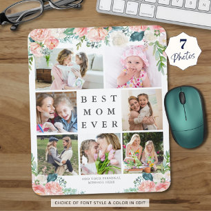 Blommigt Photo Collage BEST MAMMA EVER Personlig Musmatta