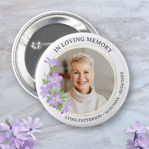 Blommigt Photo Elegant Memorial Sympathy Funeral Knapp