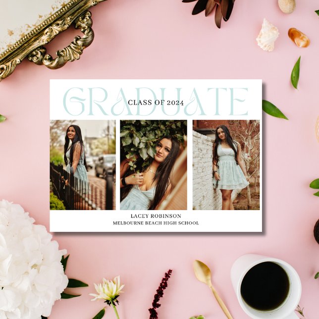 Blommigt Photo Girl High School Studenten (Simple Floral Photo Girl High School Graduation)