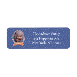 Blommigt Photo jul Blue Violet returadress Etikett