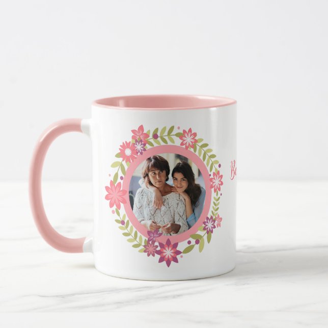 Blommigt Photo Mor's Day Gift Rosa Flowers Wandean Mugg (Vänster)