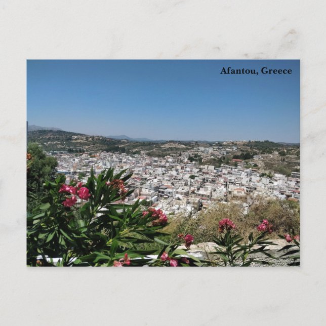 Blommigt Photo of Afantou Village, Rhodes, Greklan Vykort (Framsida)