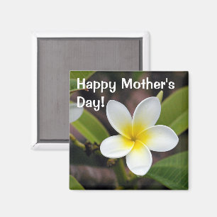 Blommigt Photo White och Gult Mors dag Magnet