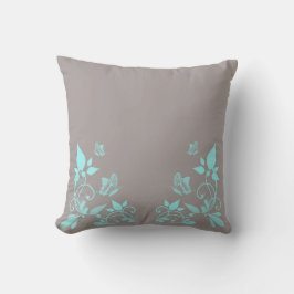 Blommigt Pillow för Aqua Butterfly Kudde