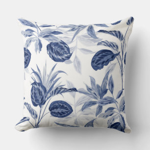 Blommigt Pillow för marin/svart reversibel Kudde
