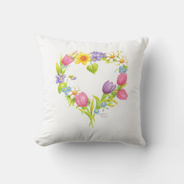Blommigt Pillow Hjärtkrans Kudde