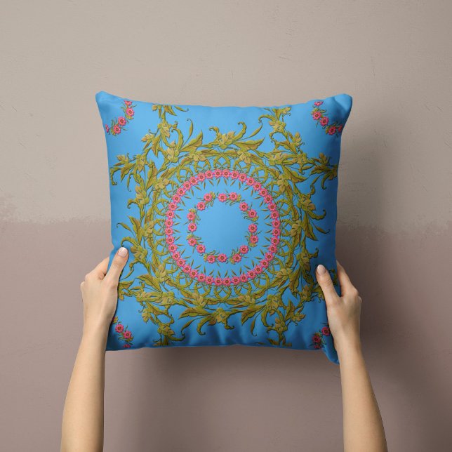 Blommigt Pillow i Himmel Blue Kudde (Skapare uppladdad)