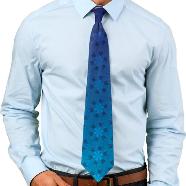 Blommigt Pinjul Mönster Blue Gradient Ombre Slips (Skapare uppladdad)
