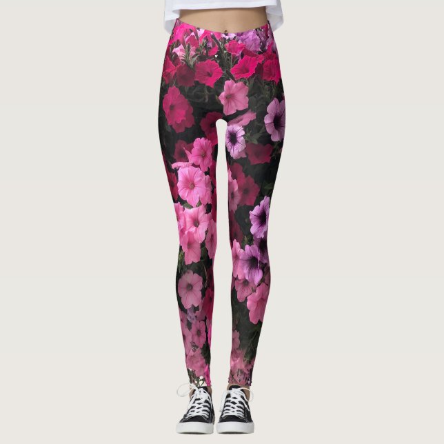 Blommigt Pinks Lila Grönt Garden Leggings (Framsida)