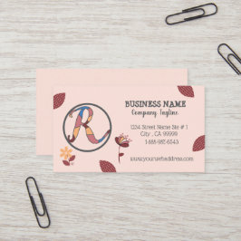 Blommigt Pinky Peach-Affärskort med Logotyp Visitkort