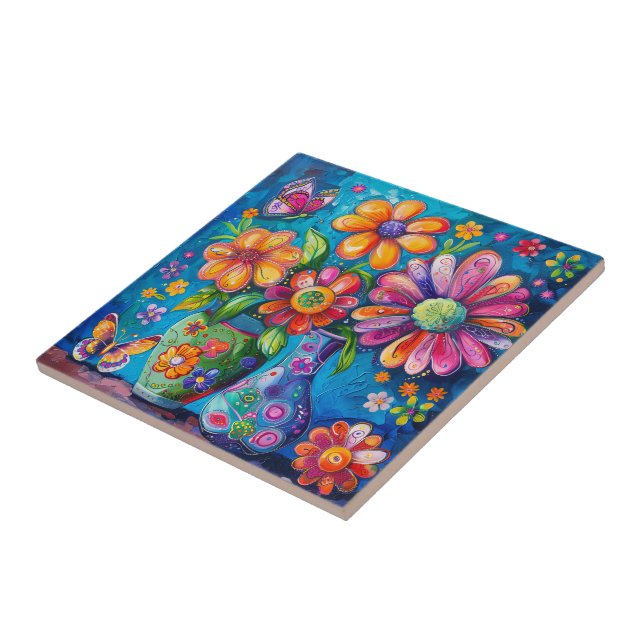 Blommigt PIP Art Ceramic Tile Kakelplatta (Sidan)