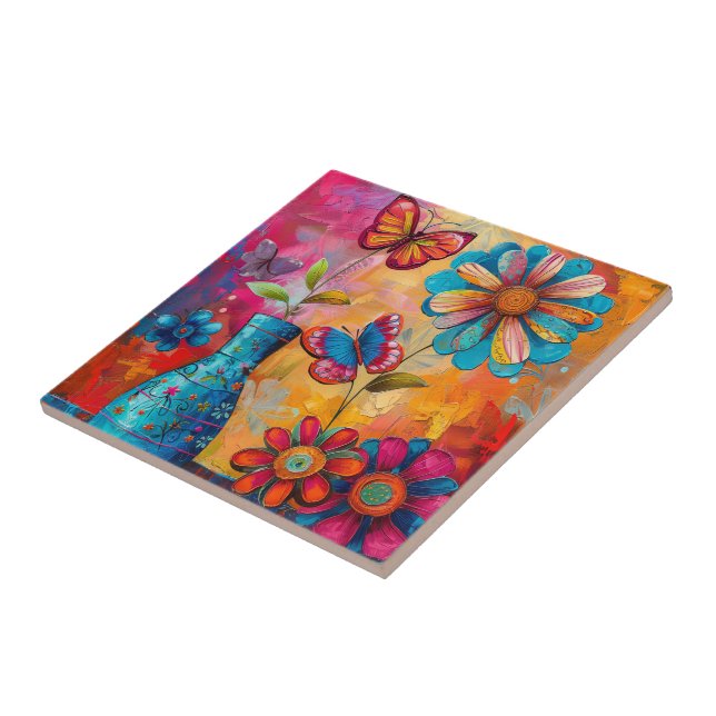 Blommigt PIP Art Ceramic Tile Kakelplatta (Sidan)