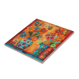 Blommigt PIP Art Ceramic Tile Kakelplatta