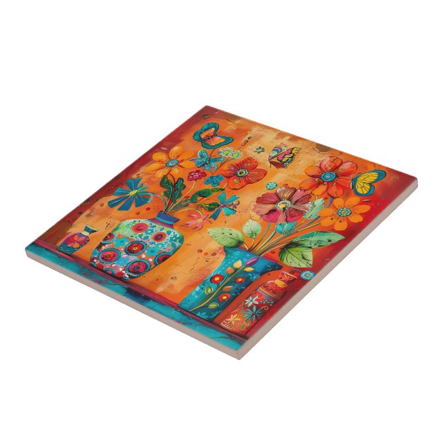 Blommigt PIP Art Ceramic Tile Kakelplatta (Sidan)