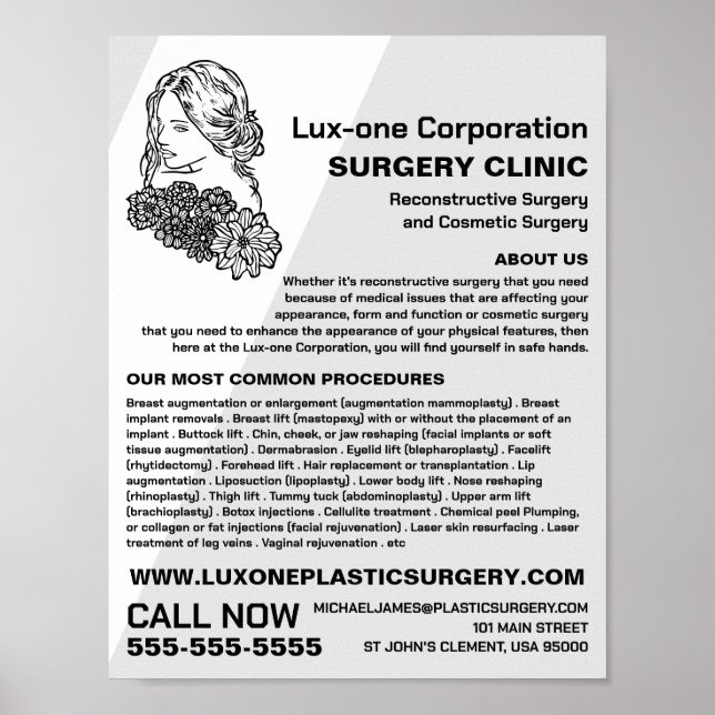 Blommigt, plastikkirurgi, plastikkirurgi poster (Framsidan)