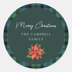 Blommigt Play Rustic Script Campbell Tartan Runt Klistermärke