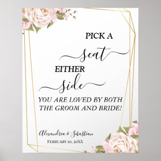 Blommigt Plocka ett säte på båda sidor Bröllop Poster