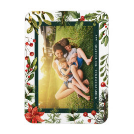 Blommigt Poinsettia Family Photo-jul Magnet
