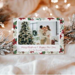Blommigt Poinsettia julfotoport Helg Vykort
