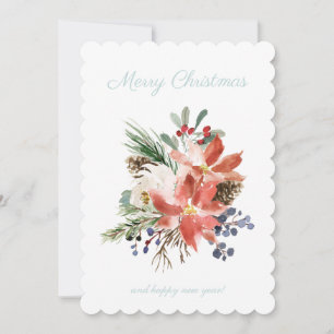 Blommigt Poinsettia Light Blue Play Jul Julkort