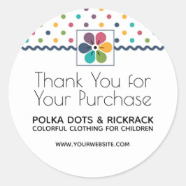 Blommigt Polka Dot-Tack för ditt köp Runt Klistermärke