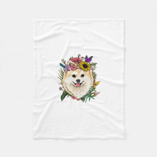 Blommigt Pommern Hund Nature Hundälskares Fleecefilt