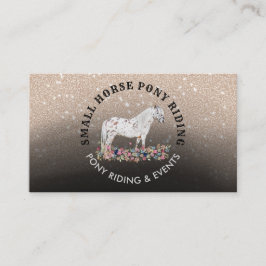 Blommigt Pony Equestrian Trainer Horse Black Visitkort