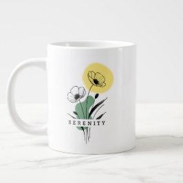 Blommigt Poppy Serenity Coffee Mugg | Linjekonst | Jumbo Mugg