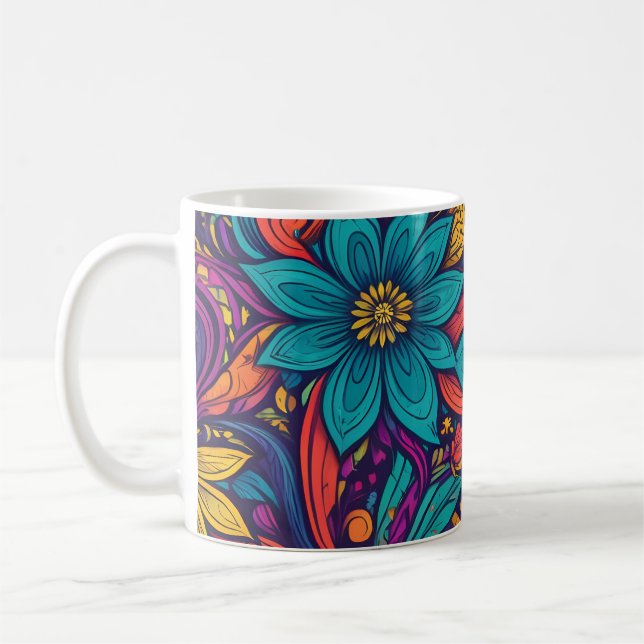 Blommigt popup-utskrift kaffemugg (Vänster)
