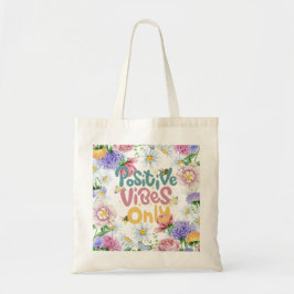 Blommigt Positive Vibes Tote Bag Tygkasse