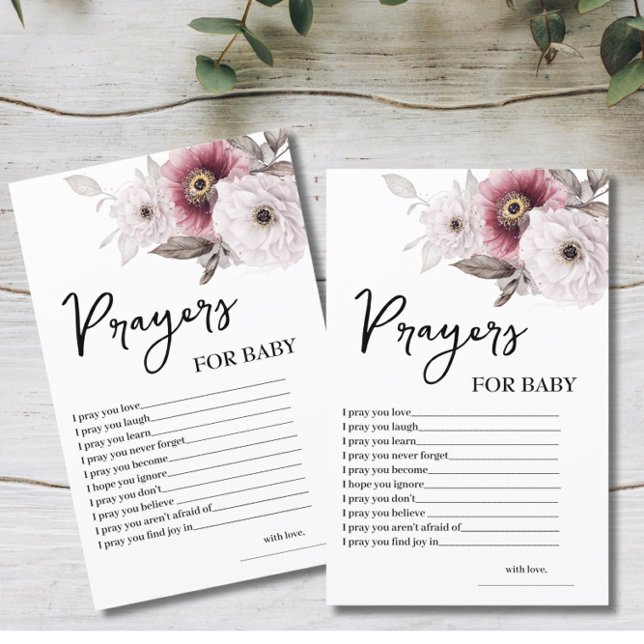 Blommigt Prayers for Baby Shower Game Card (Skapare uppladdad)