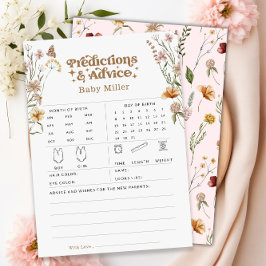 Blommigt Predictions & Advice Baby Shower Game Car Inbjudningar