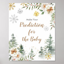 Blommigt Predictions for baby vid Winter Gräs Träd Poster