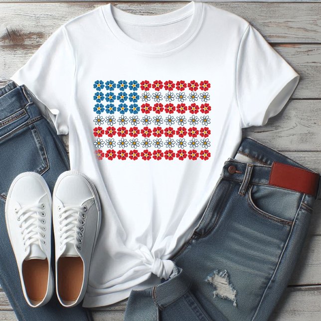 Blommigt Preppy 4th july Women t-shirt-blommor T Shirt (Skapare uppladdad)