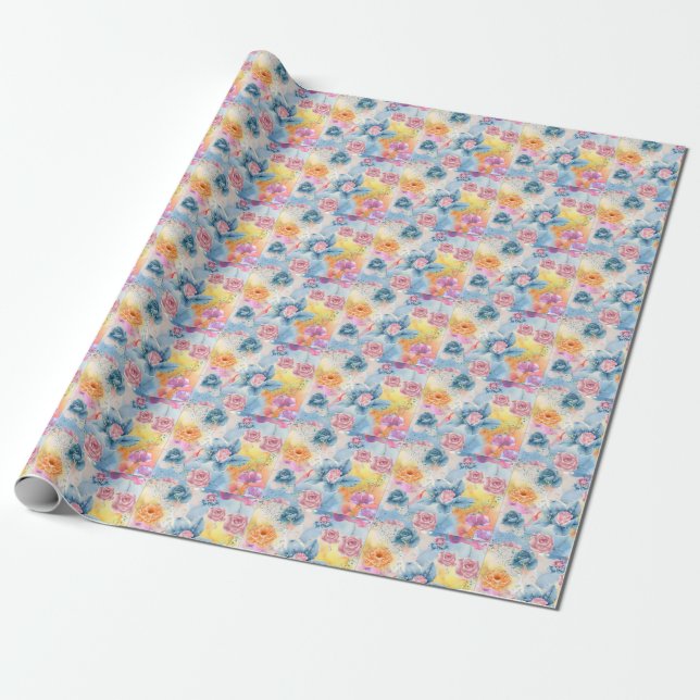 Blommigt presentpapper (Utrullad)