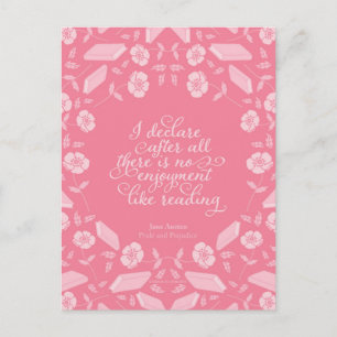 Blommigt Pride & Prejudice Jane Austen Bookish Quo Vykort