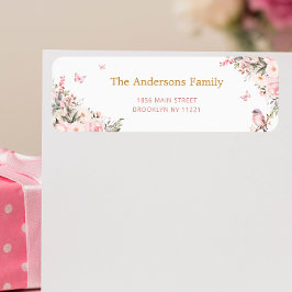 Blommigt Prince Carriage Baby Shower Returadress Etikett