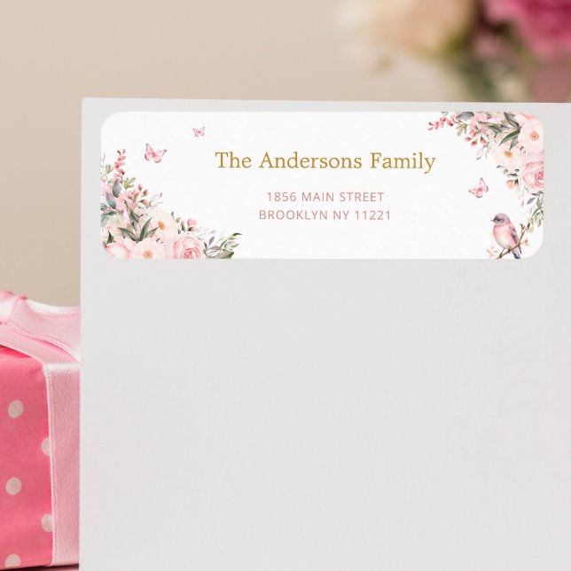 Blommigt Prince Carriage Baby Shower Returadress Returadress Etikett (Skapare uppladdad)