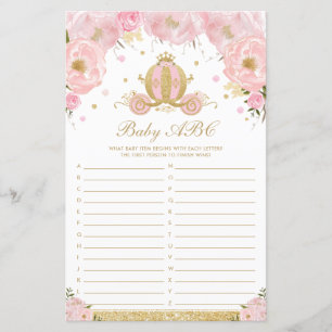 Blommigt Princess Baby ABC Baby Shower Game